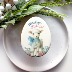 Wielkanocne pierniki personalizowane z logo firmy – lukrowany pierniczek świąteczny z nadrukiem logo, produktu lub qrkodu, idealne upominki B2B Kraków, cała Polska