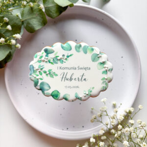 Ręcznie lukrowane ciastka komunijne 2026 – gołąbek z imieniem, personalizacja na komunię. Upominki komunijne handmade – pierniki z gołąbkiem i napisami, dekoracje na święto dziecka.